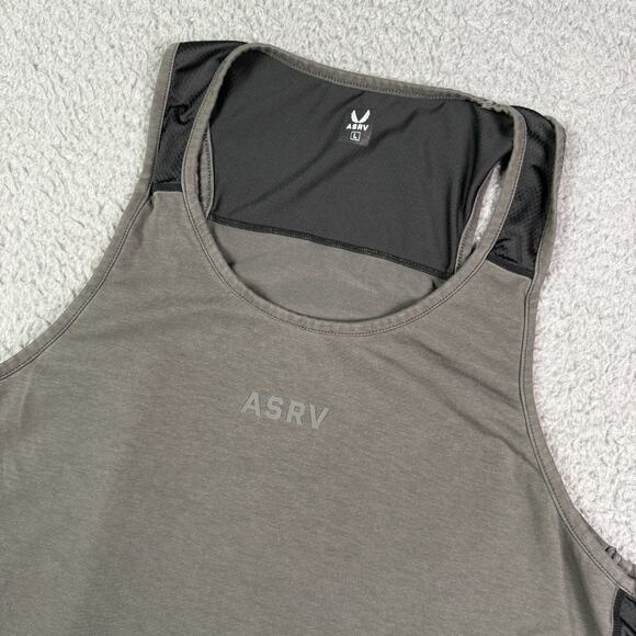 ASRV Tank Top Mens Large Gray Black Athletic Supima Blend Training Gym DSG-0809 - Picture 1 of 10